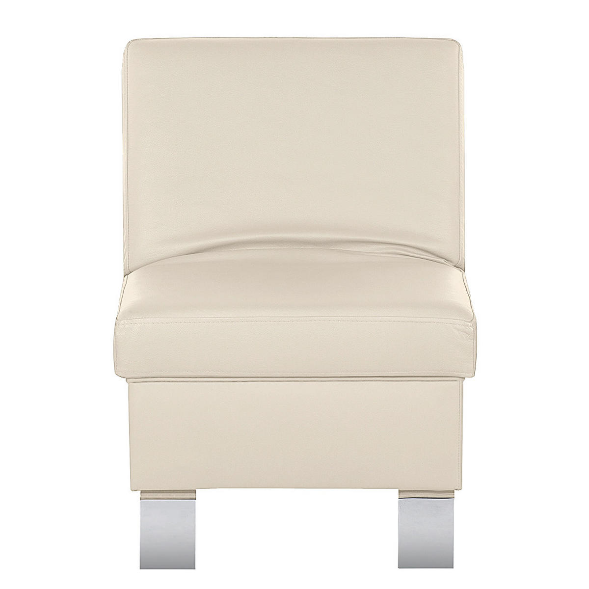 HOCKER in Leder Beige  - Chromfarben/Beige, Design, Leder/Metall (91/44/57cm) - Livetastic