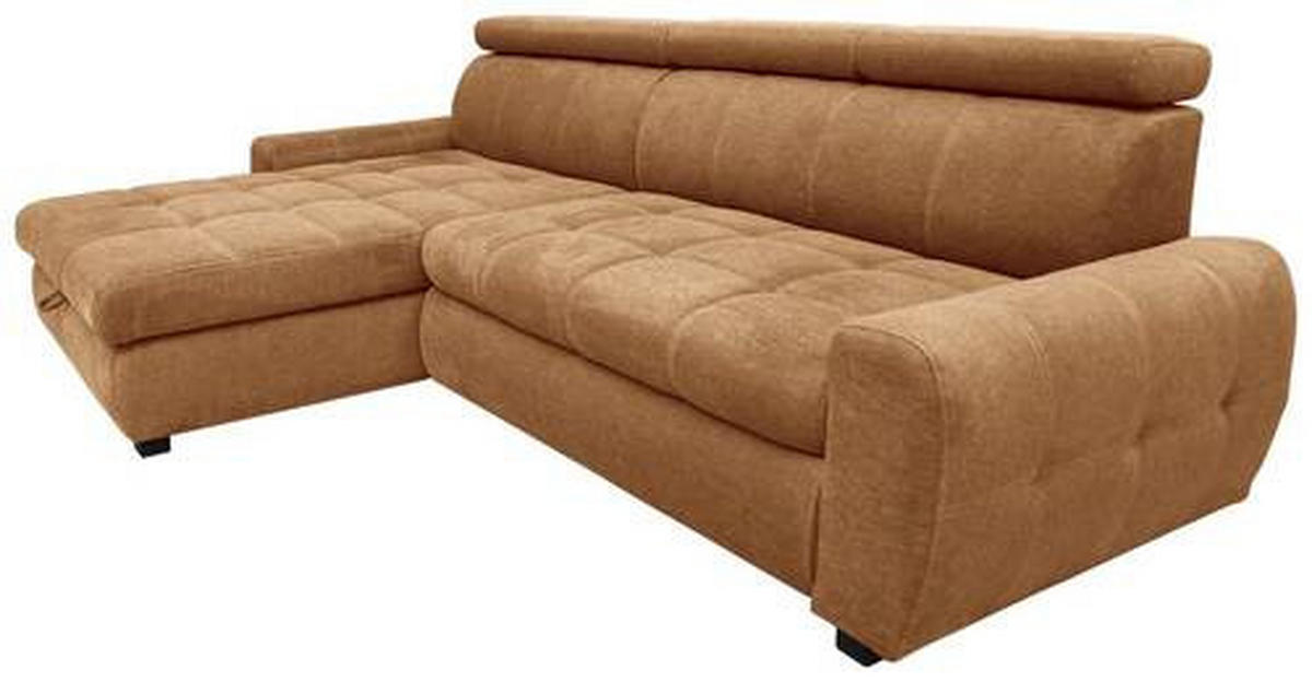 ECKSOFA inkl.Funktionen Orange Webstoff  - Schwarz/Orange, Design, Kunststoff/Textil (276/173cm) - Stylife