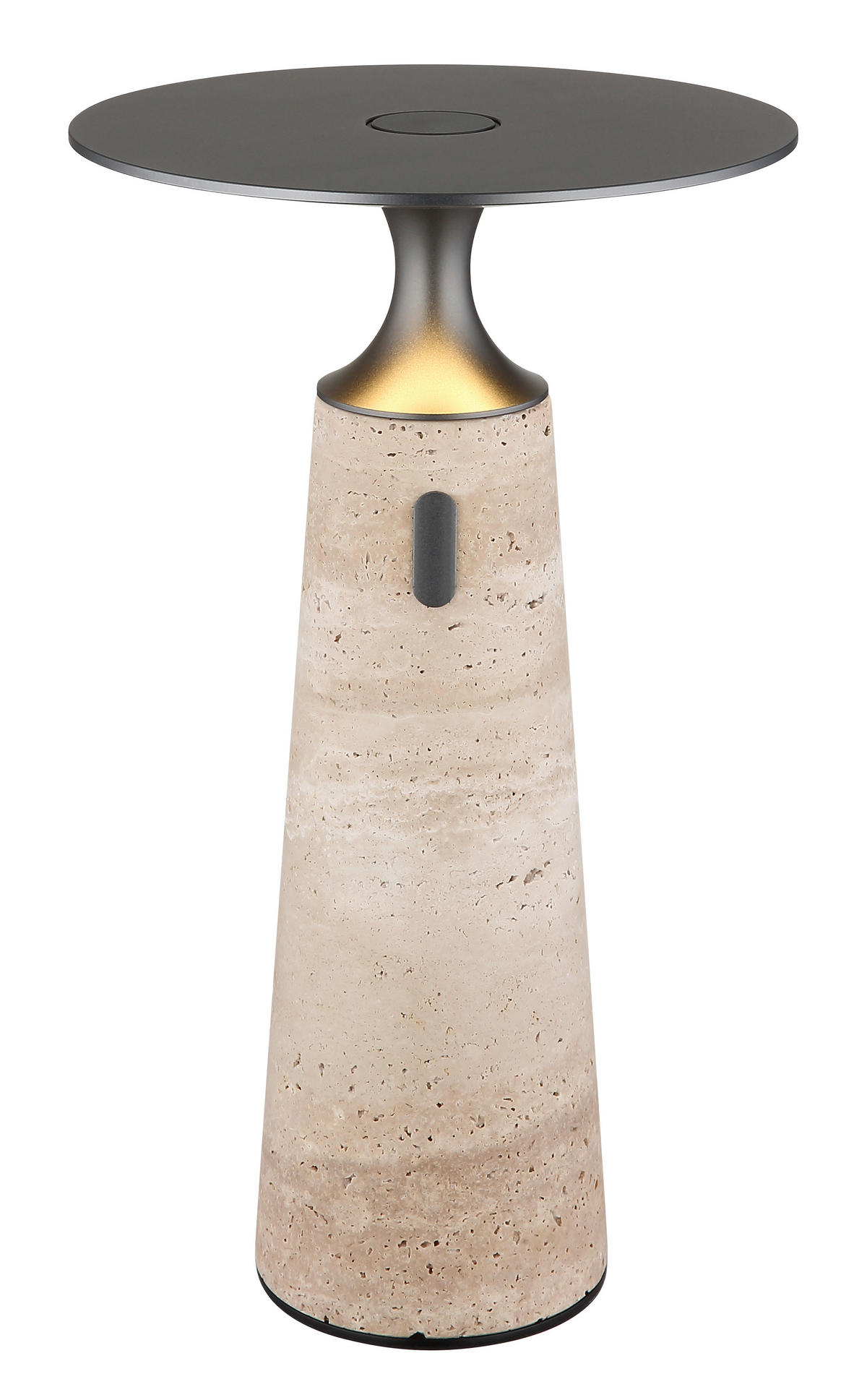 AKKU-TISCHLEUCHTE TRAVERTIN 20/33,6 cm  - Graphitfarben/Weiß, Design, Kunststoff/Stein (20/33,6cm)