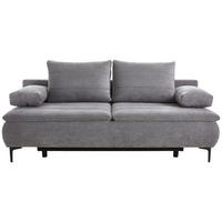 BOXSPRINGSOFA  mit Stoffauswahl, Liegefunktion, Schlafen auf Sitzhöhe, Rücken echt Flachgewebe Grau  - Schwarz/Grau, Design, Textil/Metall (204/93/100cm) - Novel