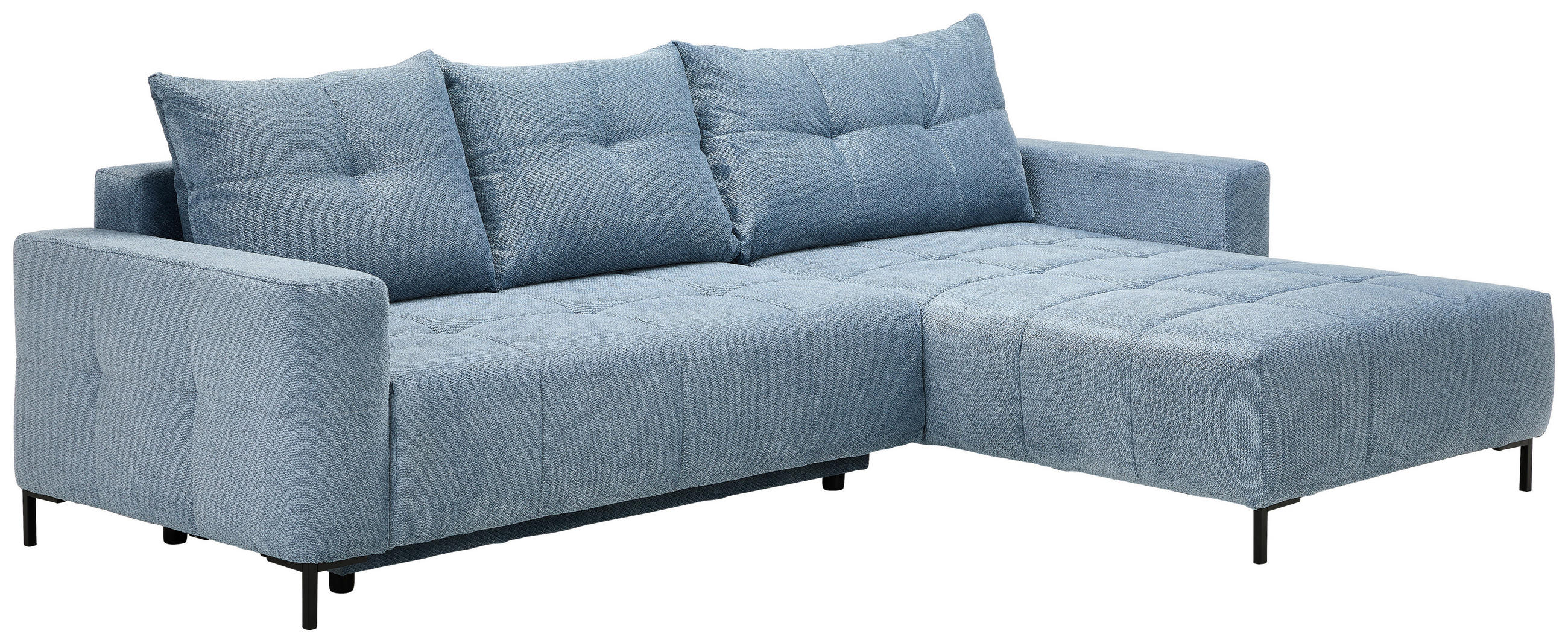 HÖRNSOFFA i vävt tyg blågrå  - blågrå/svart, Klassisk, metall/textil (292/192cm) - MID.YOU