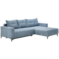 ECKSOFA Blaugrau Webstoff  - Blaugrau/Schwarz, KONVENTIONELL, Textil/Metall (292/192cm) - Carryhome
