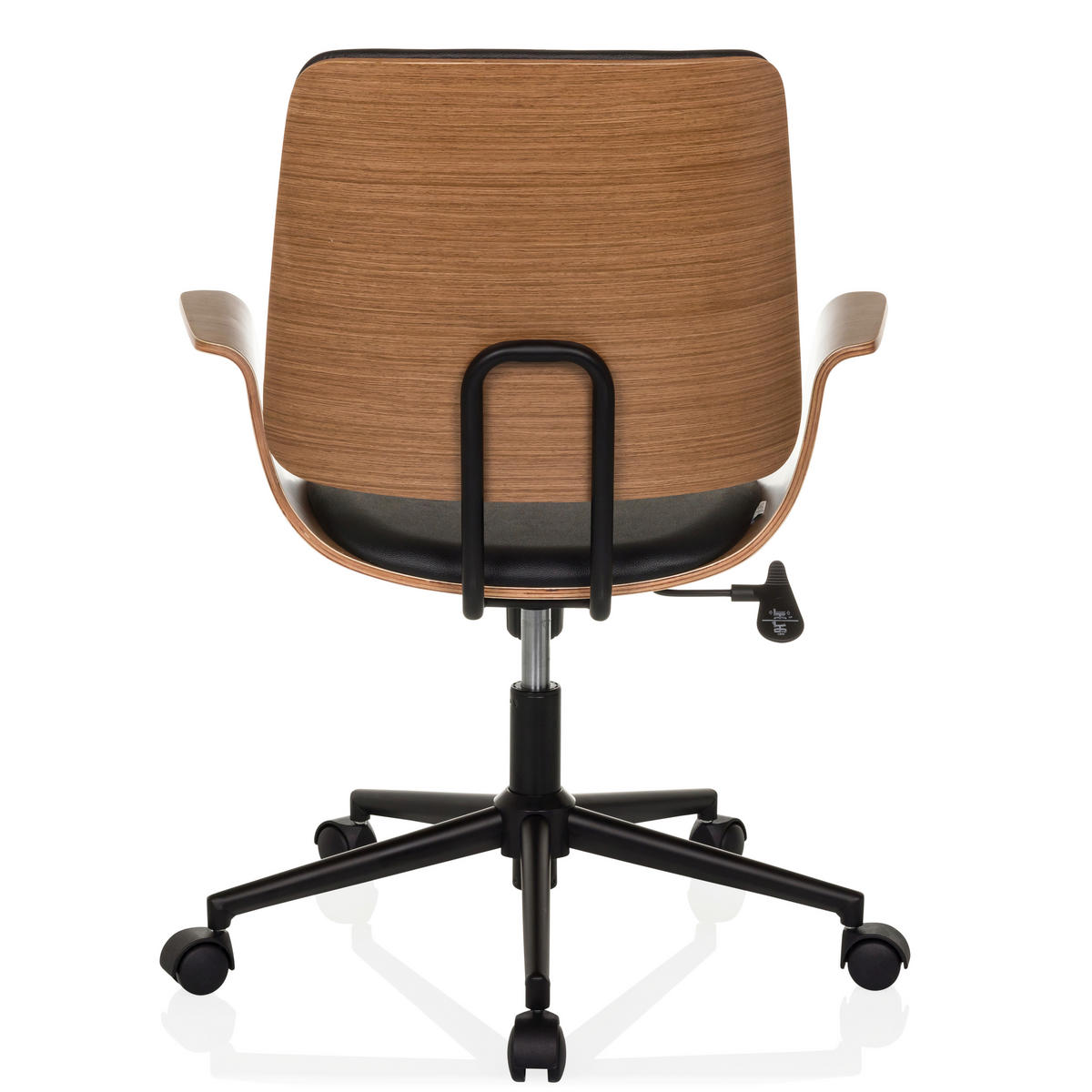 DREHSTUHL Schwarz  - Schwarz/Braun, MODERN, Leder/Holz (68/92/63,5cm) - MID.YOU