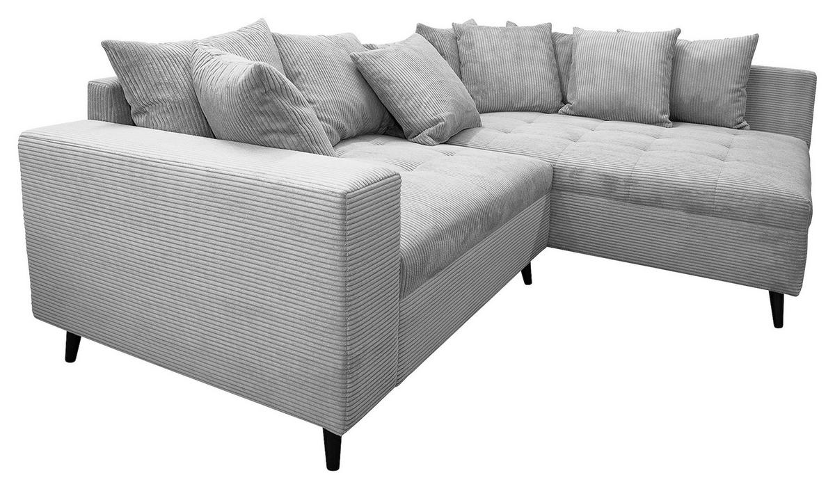 Ecksofa inkl. Hocker tekstil  svijetlo siva   - svijetlo siva/crna, Design, tekstil/drvo (247/174cm) - MID.YOU