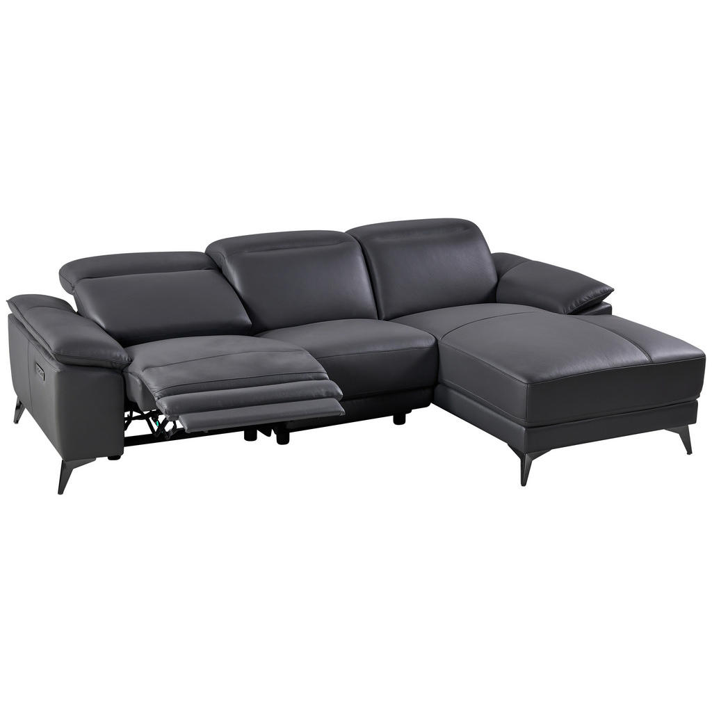 Thumbnail - Livetastic Ecksofa, Grau, Leder, Echtleder, Rindleder, 3-Sitzer, Ottomane rechts, L-Form, 255x171 cm, Made in Europe, US...