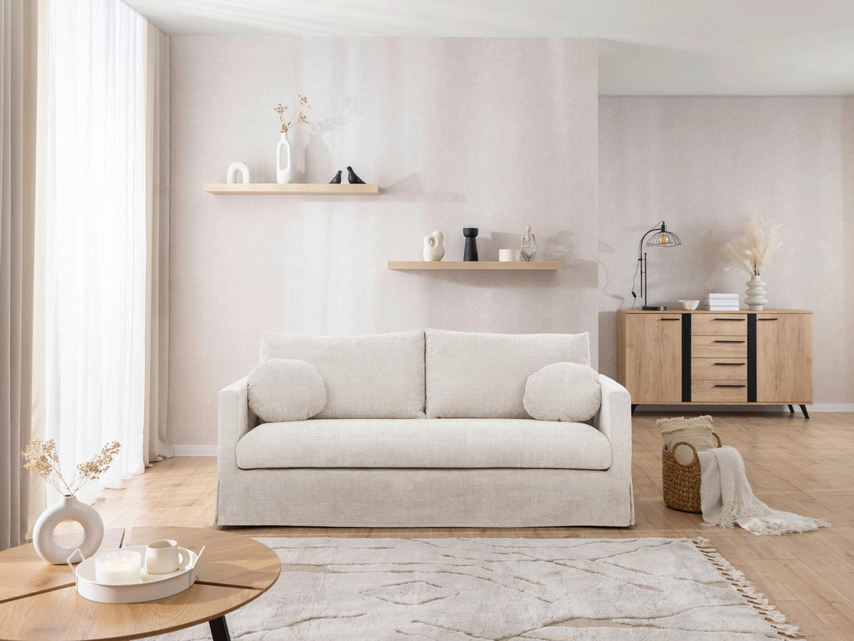 3-SITZER-BEZUG - Creme, Design, Textil (195/89/95cm) - P & B