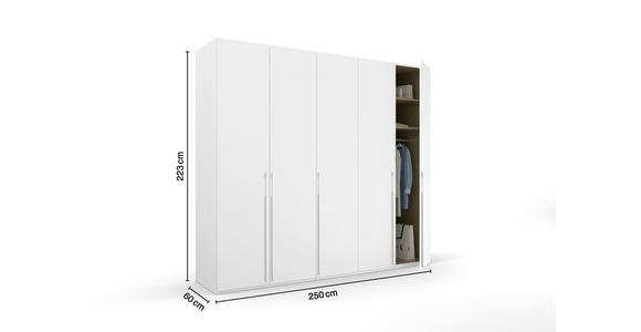 DREHTÜRENSCHRANK 251/223/60 cm 5-türig Weiß - Weiß, Trend, Holzwerkstoff/Metall (251/223/60cm) - Novel