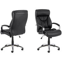 CHEFSESSEL  in Lederlook, Lederlook (vegan) Schwarz  - Chromfarben/Schwarz, Design, Textil/Metall (64,5/120/83cm) - MID.YOU