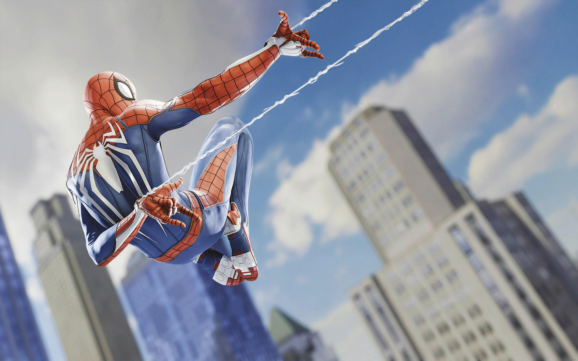 FOTOTAPETE SPIDER-MAN SPIDER WEB SHOOT  - Blau, Design, Textil (400/250cm) - Marvel