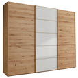 SCHWEBETÜRENSCHRANK 250/217/67 cm 3-türig Weiß, Eiche Bianco  - Eiche Bianco/Weiß, Natur, Glas/Holz (250/217/67cm) - Linea Natura