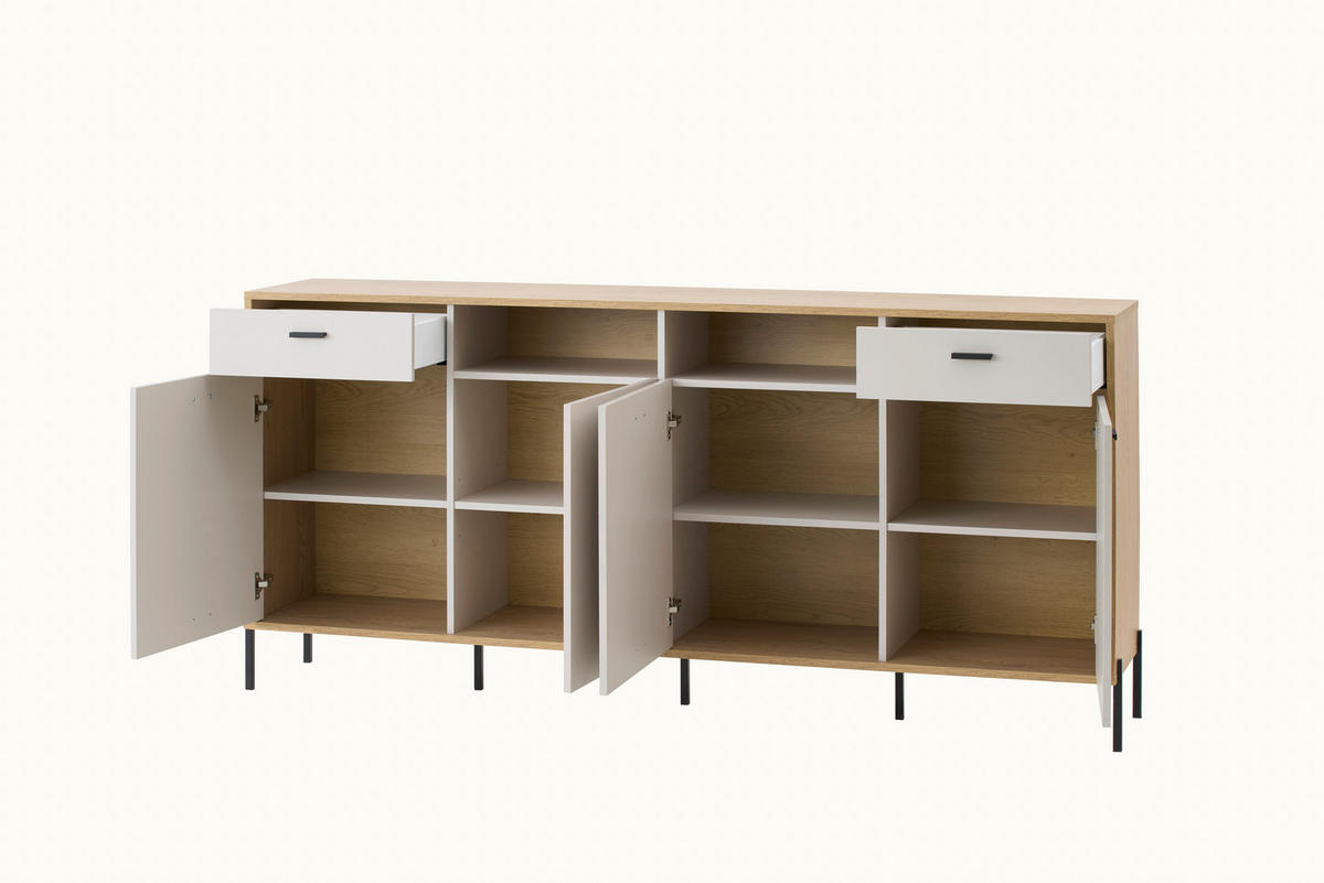 SIDEBOARD  205/94/40 cm 2 Schublade(n)  - Kaschmir/Eichefarben, Design, Holzwerkstoff/Metall (205/94/40cm) - MID.YOU