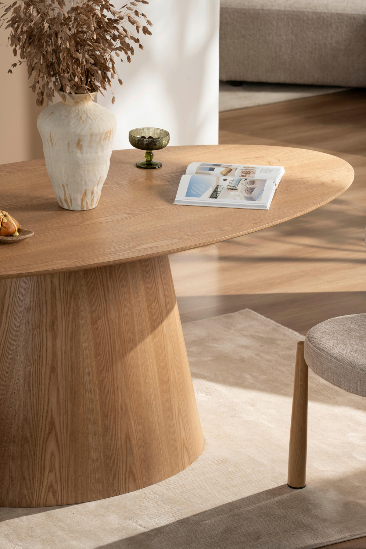 ESSTISCH 180/90/75 cm Echtholz, Nachbildung  Holz, Holzwerkstoff oval Eichefarben  - Eichefarben, Design, Holz/Holzwerkstoff (180/90/75cm) - VanDerken