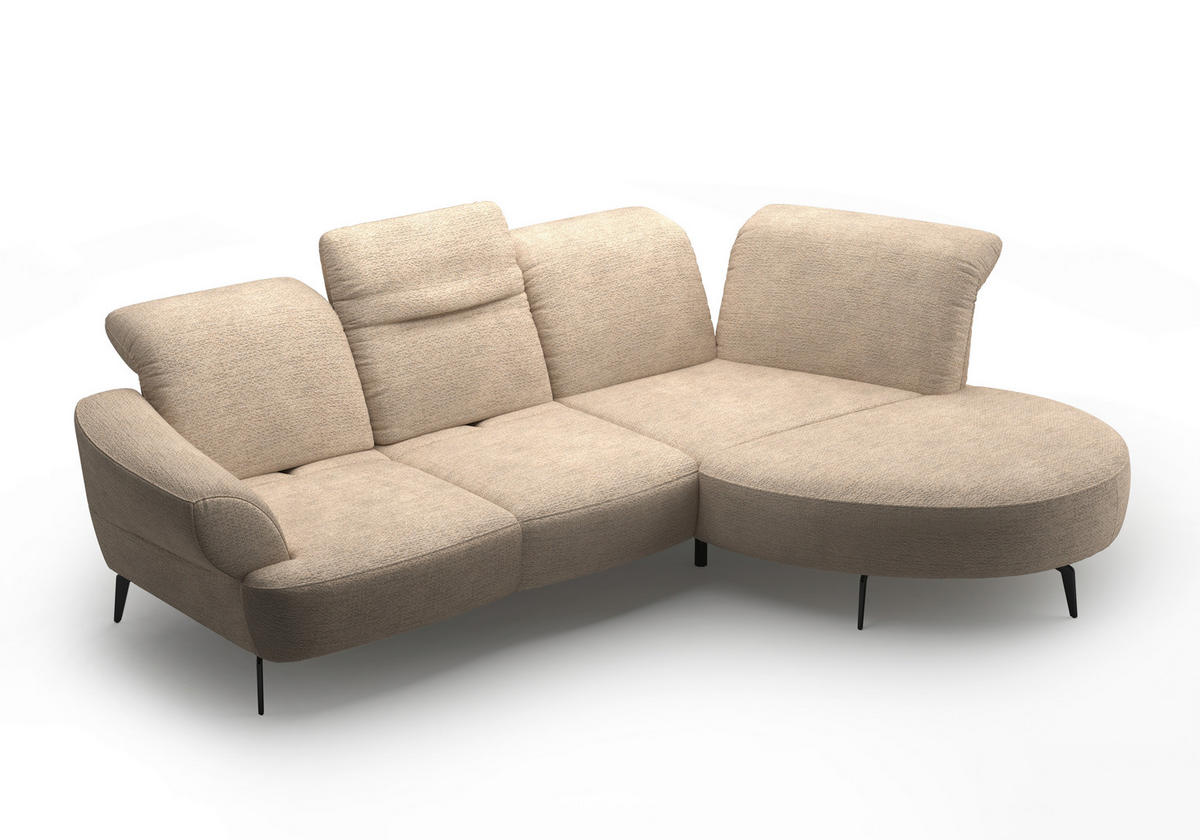 ECKSOFA in Chenille Sandfarben  313/208 cm  - Sandfarben/Schwarz, MODERN, Textil/Metall (313/208cm) - Sit & More