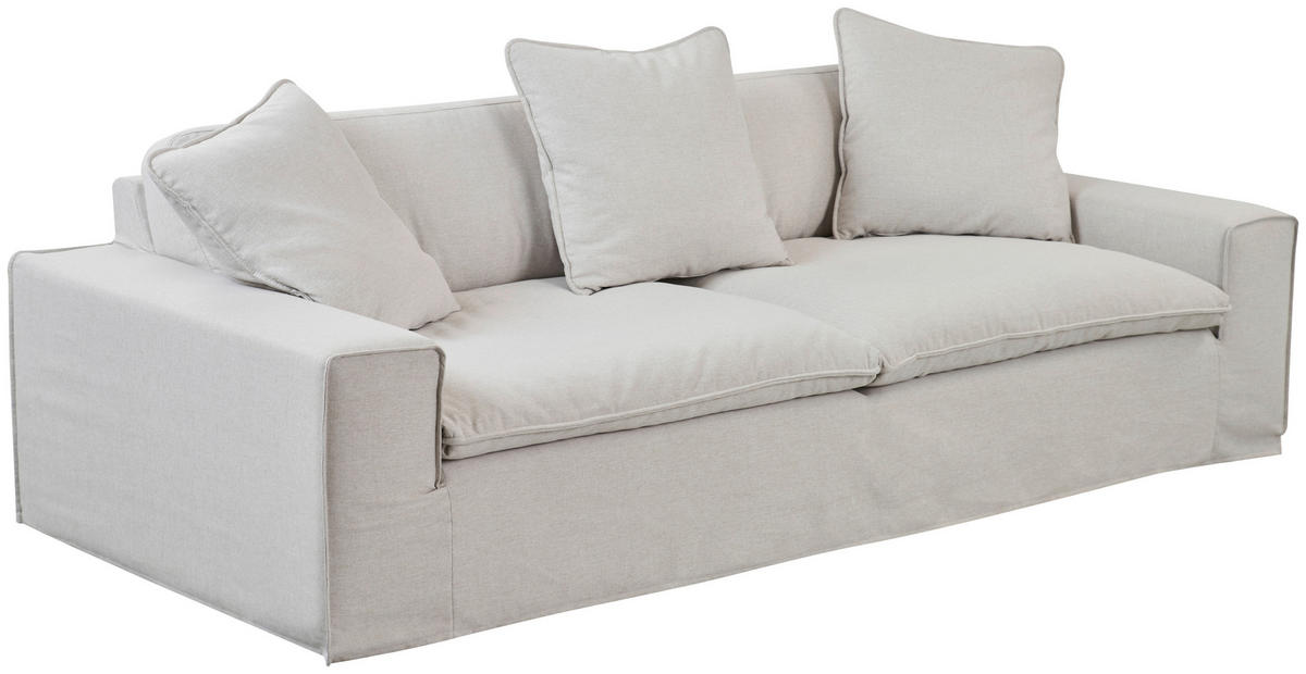 3-SITS SOFFA i vit, beige  - vit/beige, Design, trä/textil (258/90/116cm) - Best Price