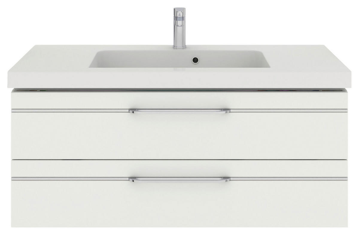 WASCHTISCHKOMBI 123 cm  - Chromfarben/Weiß Hochglanz, KONVENTIONELL, Holzwerkstoff/Stein (123cm) - Pelipal