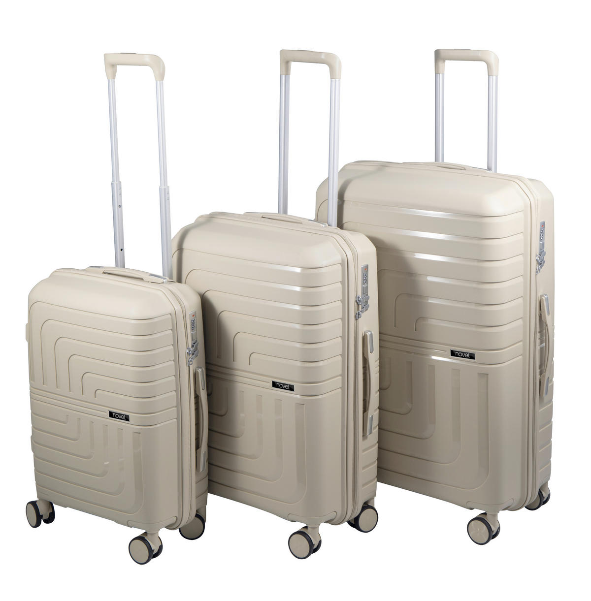 REISEKOFFERSET Beige 3-teilig  - Beige, Basics, Kunststoff/Textil - Novel