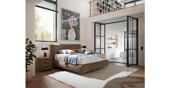 BOXSPRINGBETT 180/200 cm in Braun - Schwarz/Braun, Design, Kunststoff/Textil (180/200cm) - Johann Jakob
