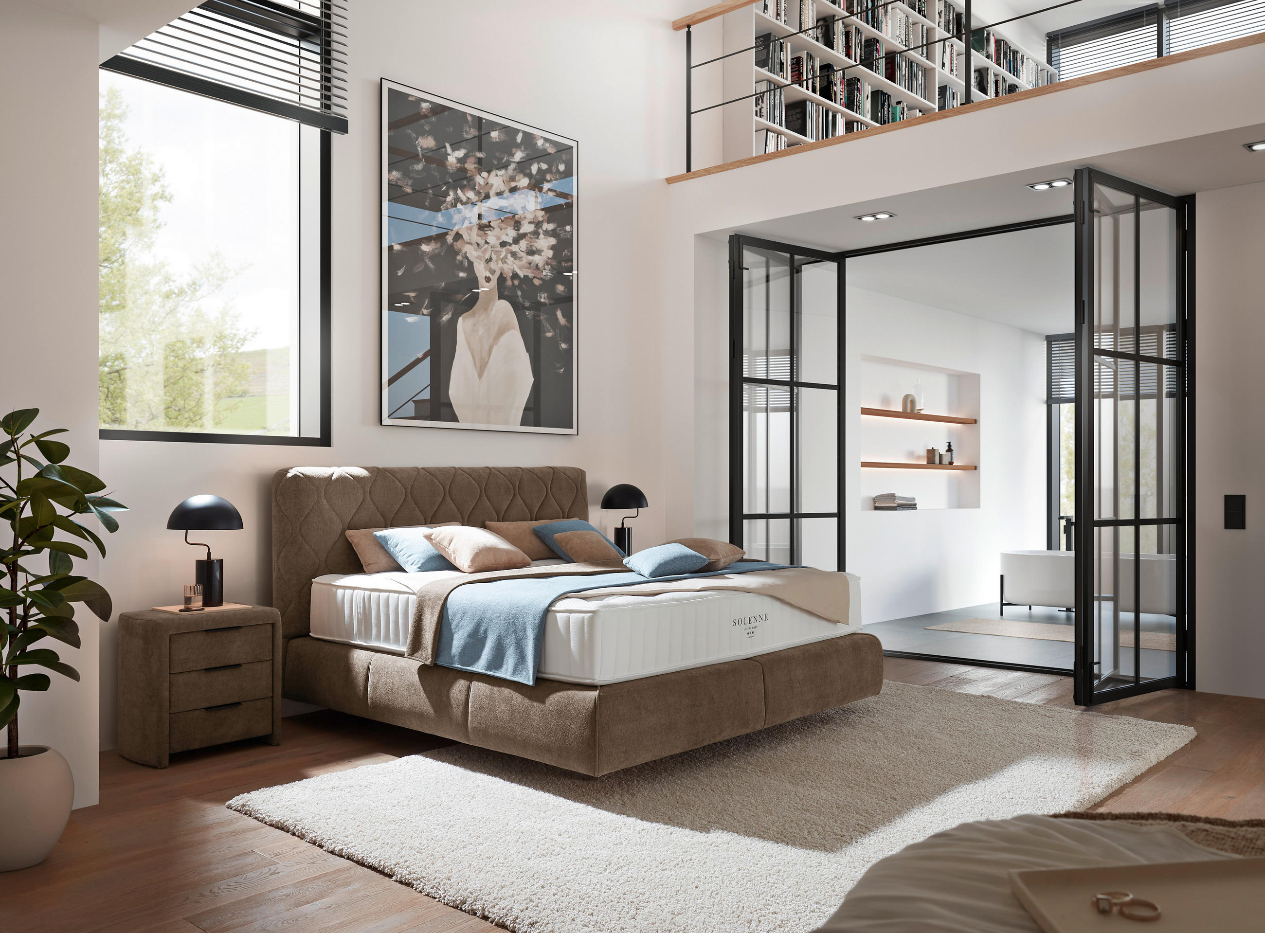 BOXSPRINGBETT 180/200 cm  in Braun  - Schwarz/Braun, Design, Kunststoff/Textil (180/200cm) - Johann Jakob