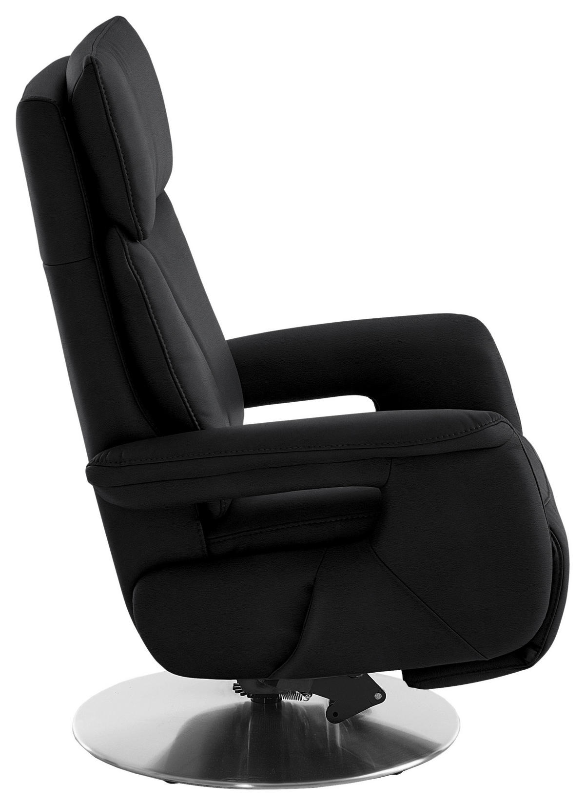 RELAXSESSEL in Leder Schwarz  - Edelstahlfarben/Schwarz, Design, Leder/Metall (78/112/85cm) - Cantus