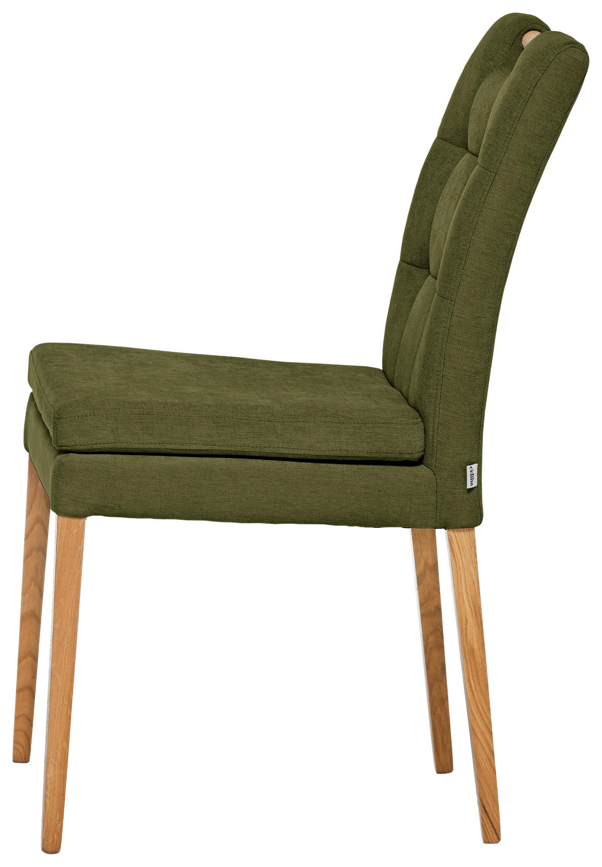 STUHL Webstoff Grün, Eichefarben Eiche massiv  - Eichefarben/Grün, KONVENTIONELL, Holz/Textil (47/91,5/59cm) - Celina Home