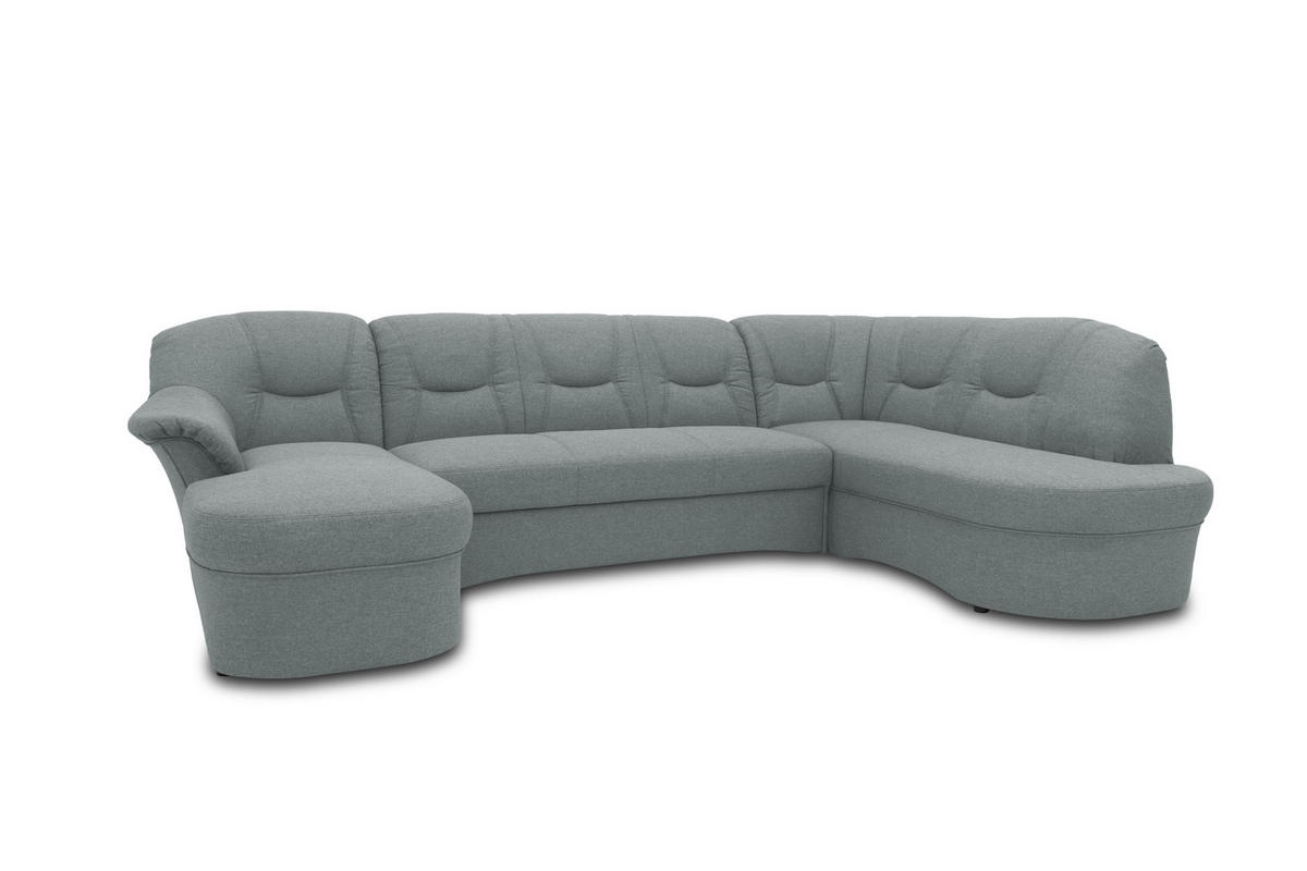 WOHNLANDSCHAFT Grau Mikrofaser  - Schwarz/Grau, KONVENTIONELL, Kunststoff/Textil (146/295/180cm) - MID.YOU