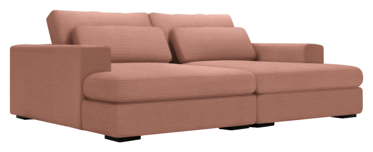 BIGSOFA in Cord Aprikose  - Aprikose/Schwarz, Design, Textil (223/80/158cm) - Lomoco