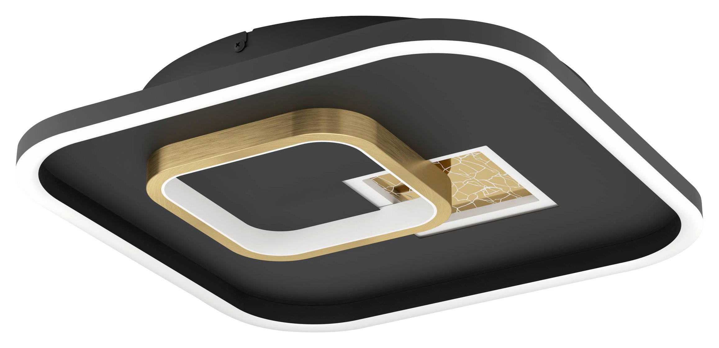 DECKENLEUCHTE 38/38/6 cm   - Goldfarben/Schwarz, Design, Kunststoff/Metall (38/38/6cm) - Eglo