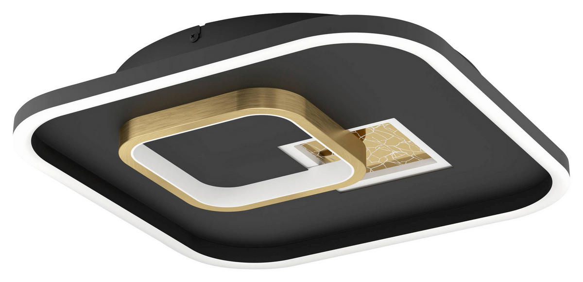 DECKENLEUCHTE 38/38/6 cm   - Goldfarben/Schwarz, Design, Kunststoff/Metall (38/38/6cm) - Eglo