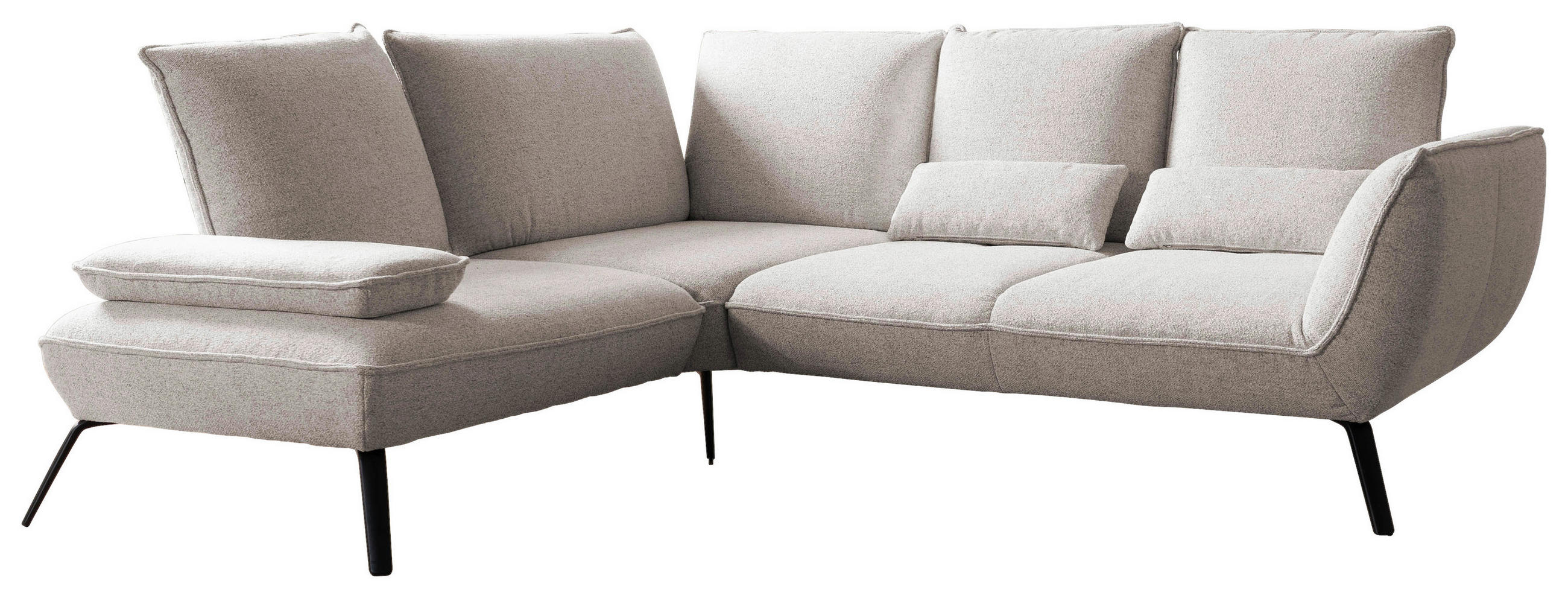 ECKSOFA Beige Flachgewebe, Struktur Armlehnenkissen  - Beige/Schwarz, Design, Textil/Metall (233/259cm) - Moderano