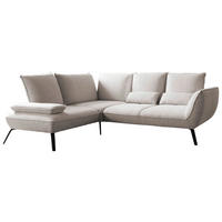 ECKSOFA Beige Flachgewebe, Struktur Armlehnenkissen  - Beige/Schwarz, Design, Textil/Metall (233/259cm) - Moderano