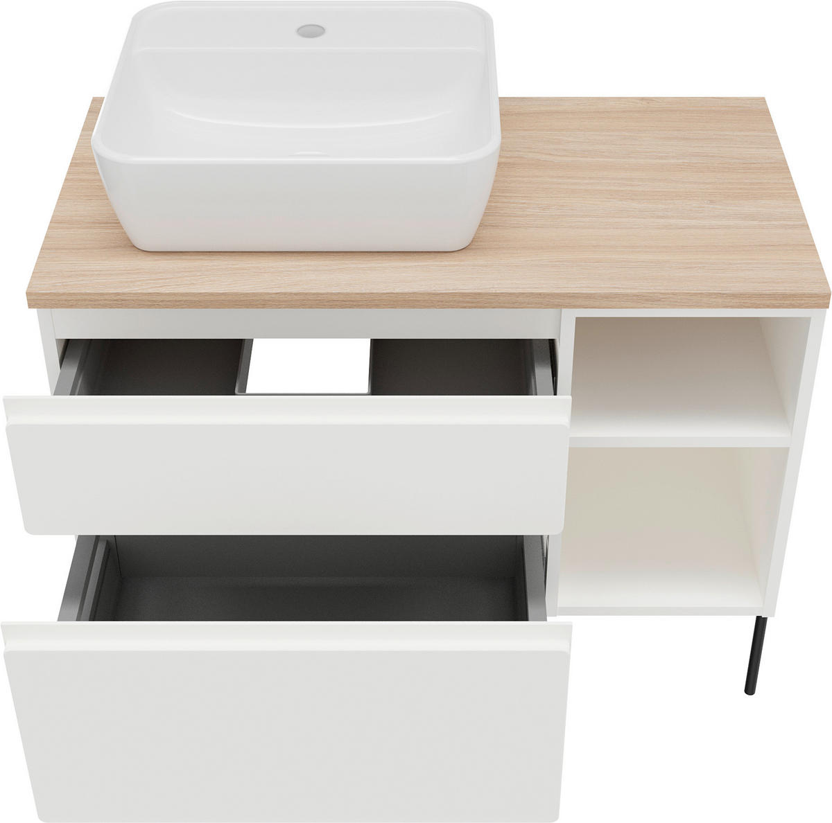 WASCHBECKENUNTERSCHRANK 90/51/47 cm  - Eichefarben/Weiß, MODERN, Holzwerkstoff (90/51/47cm) - Welnova