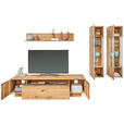 WOHNWAND  in Eichefarben  320/200,8/53,7 cm  - Eichefarben/Schwarz, Natur, Glas/Holz (320/200,8/53,7cm) - Valnatura