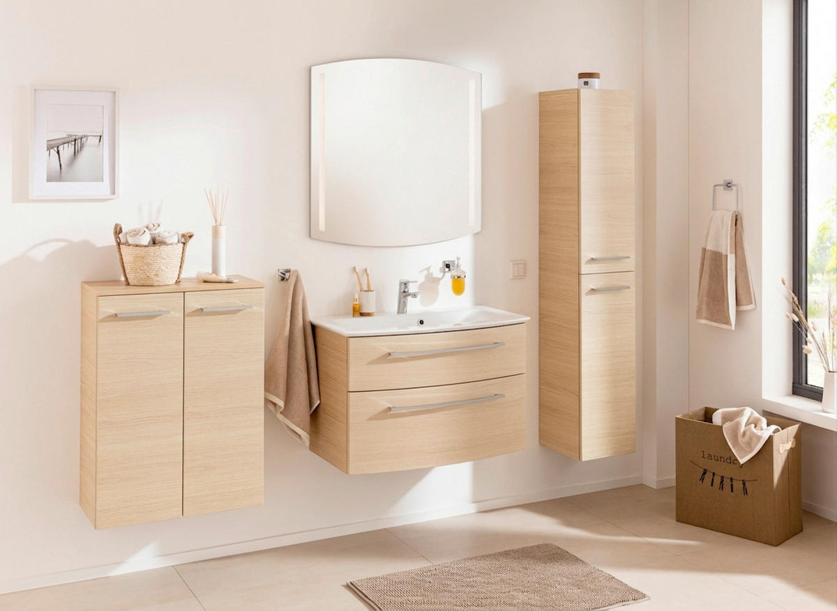 MIDISCHRANK 60,2/82,6/32 cm  - Chromfarben/Eichefarben, Basics, Glas/Holzwerkstoff (60,2/82,6/32cm) - MID.YOU
