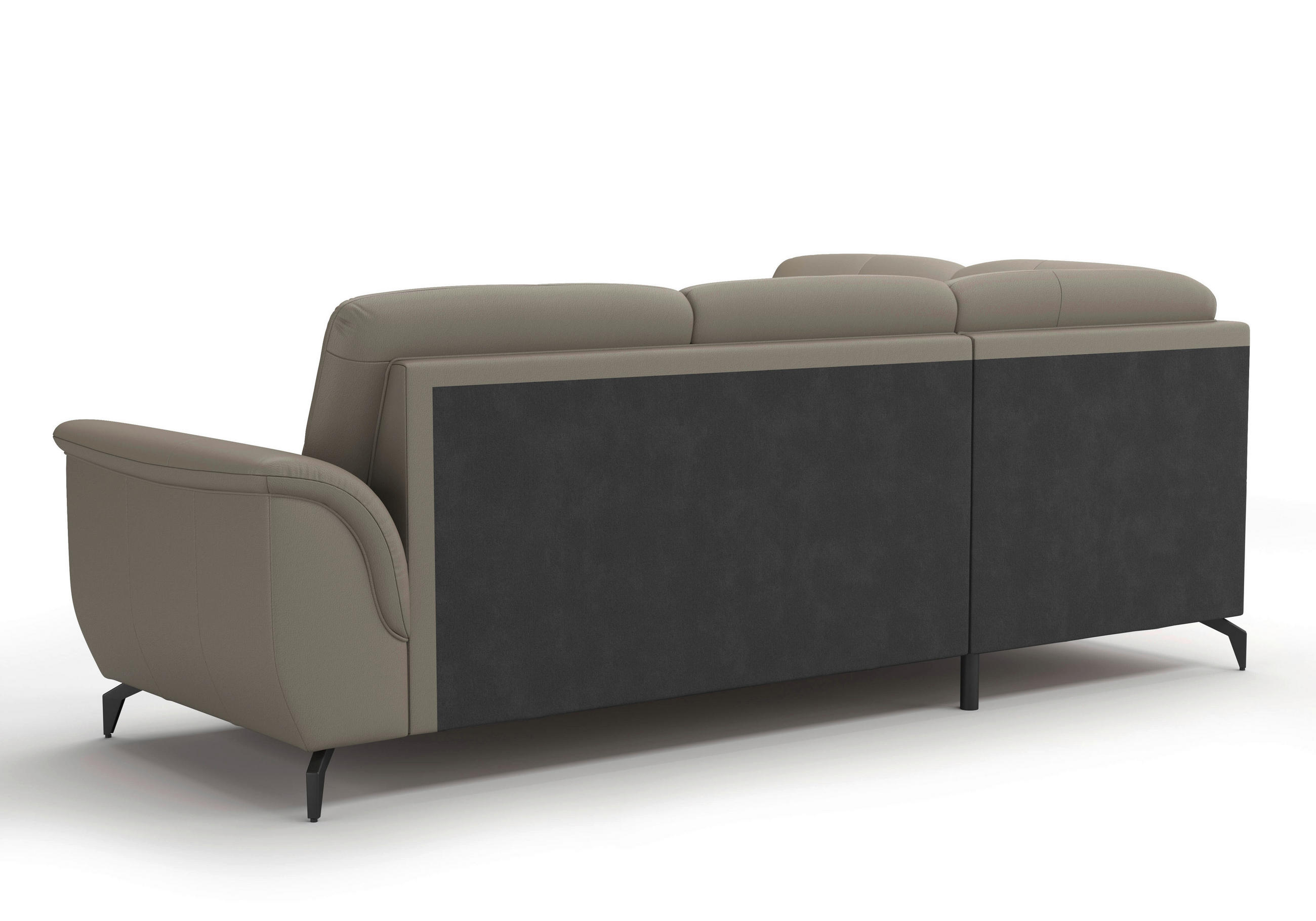 ECKSOFA ZORA E Grau Kombination Echtleder/Stoff Vliesstoff  - Schwarz/Grau, MODERN, Leder/Textil (212/244cm) - Sit & More