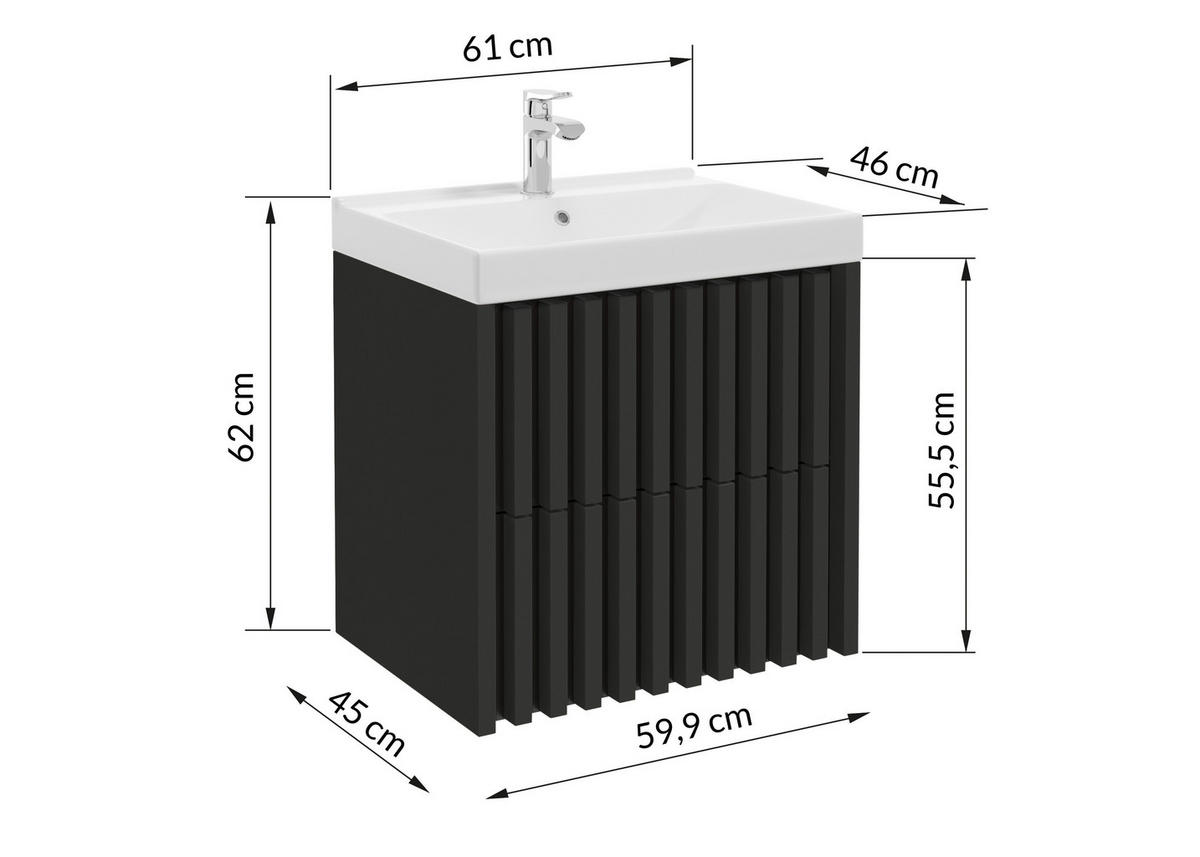 WASCHTISCHKOMBI 61 cm  - Schwarz/Weiß, MODERN, Keramik/Holzwerkstoff (61cm) - MID.YOU