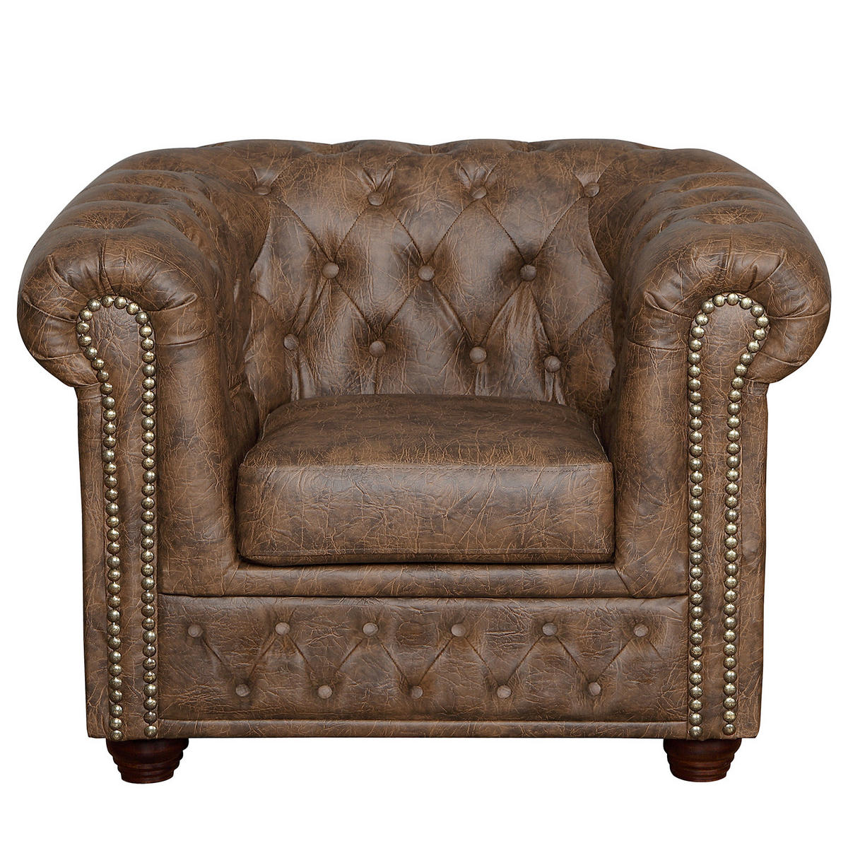 SESSEL in Lederlook Braun  - Braun, Design, Holz/Textil (104/72/86cm) - P & B