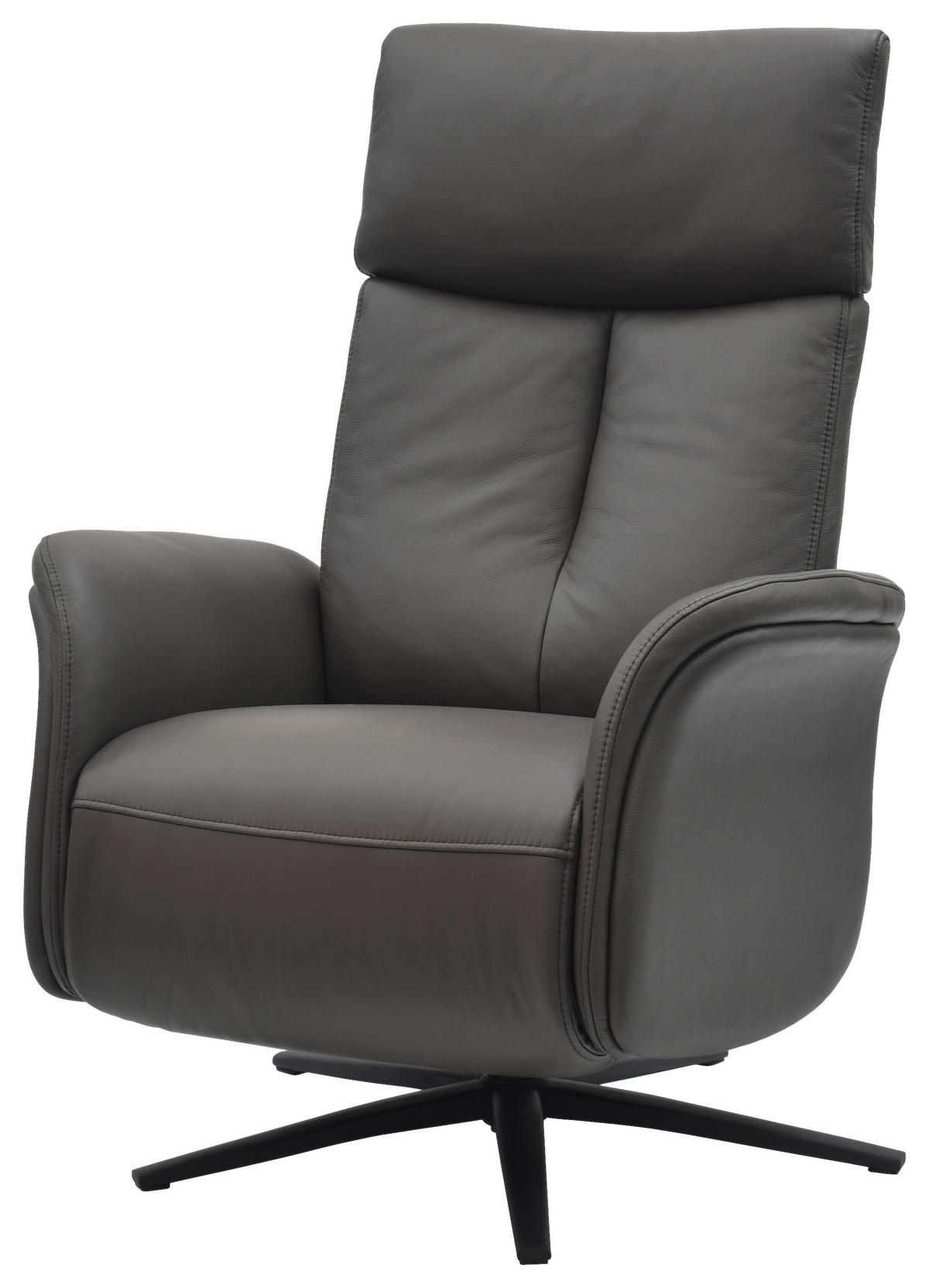 RELAXSESSEL Lederlook Echtleder    - Dunkelbraun/Schwarz, Design, Leder/Holz (75/109/84/148/84cm) - Livetastic