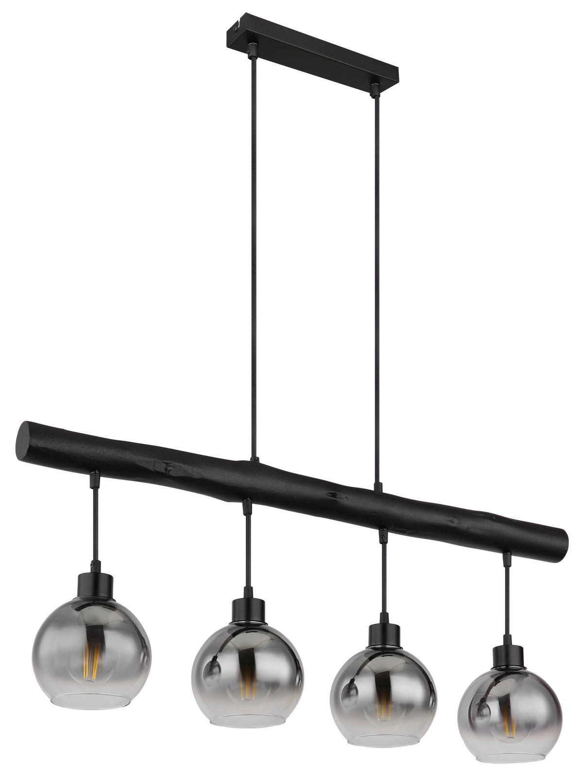 HÄNGELEUCHTE 85/15/120 cm    - Schwarz/Grau, Design, Glas/Holz (85/15/120cm) - Globo