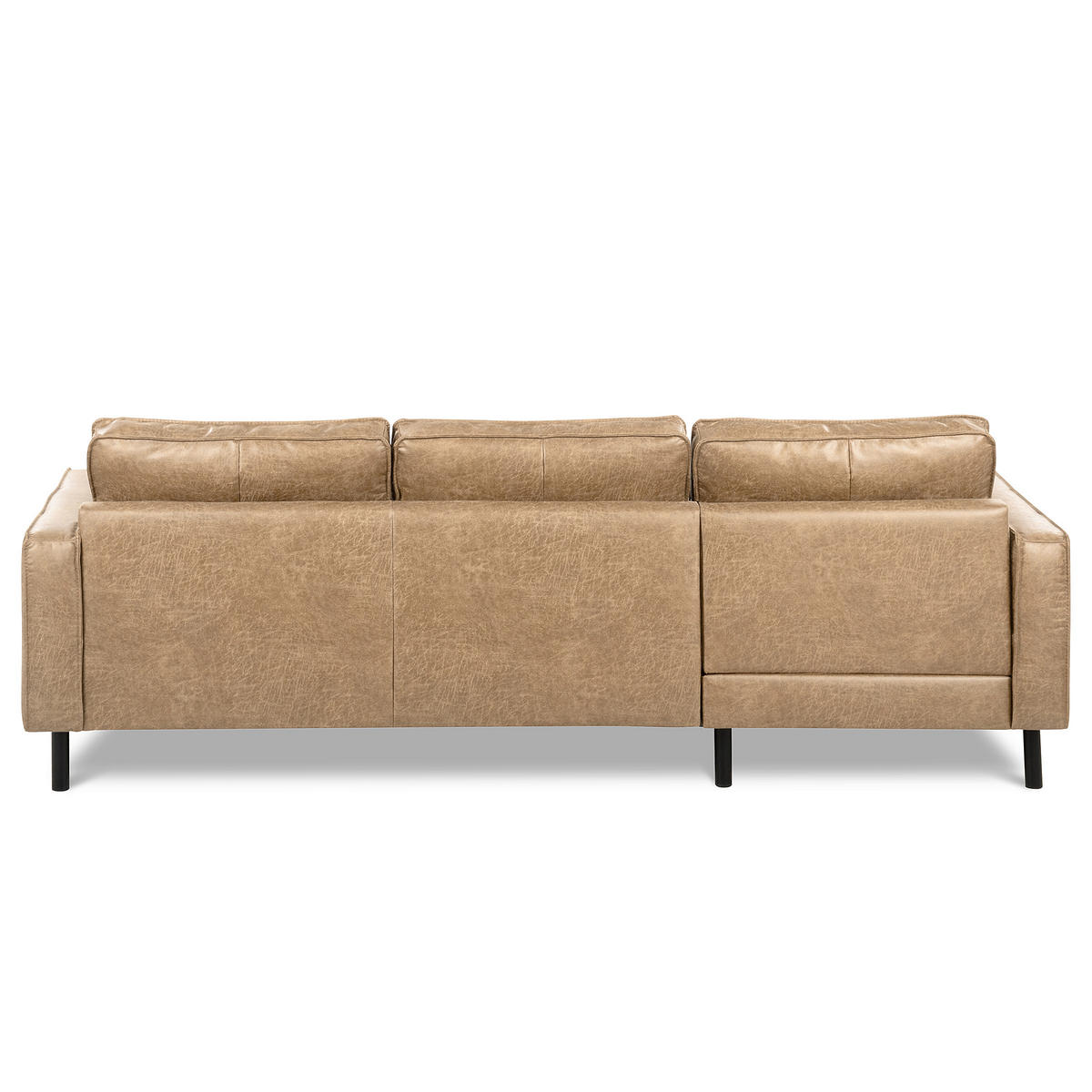 ECKSOFA Sandfarben Echtleder Lederlook Rücken echt  - Sandfarben, Design, Leder/Textil (166/238cm) - Livetastic