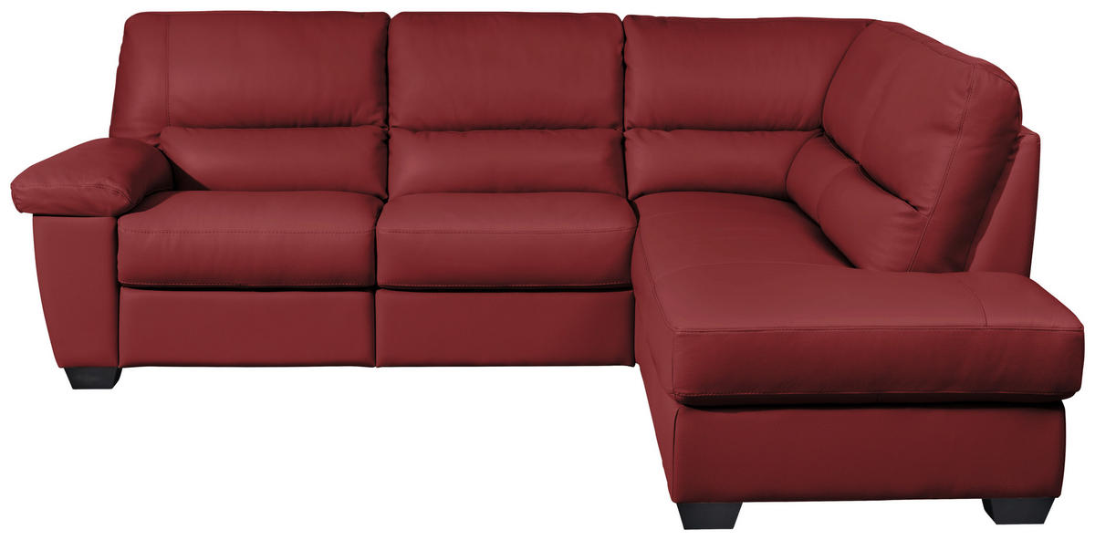 ECKSOFA in Kombination Echtleder/Lederlook Rot  - Rot, Konventionell, Leder/Kunststoff (248/201cm) - Livetastic