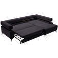 ECKSOFA Schwarz Chenille  - Schwarz, KONVENTIONELL, Textil/Metall (265/184cm) - Hom`in