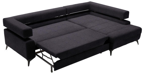 ECKSOFA in Chenille Schwarz  - Schwarz, KONVENTIONELL, Textil/Metall (265/184cm) - Hom`in