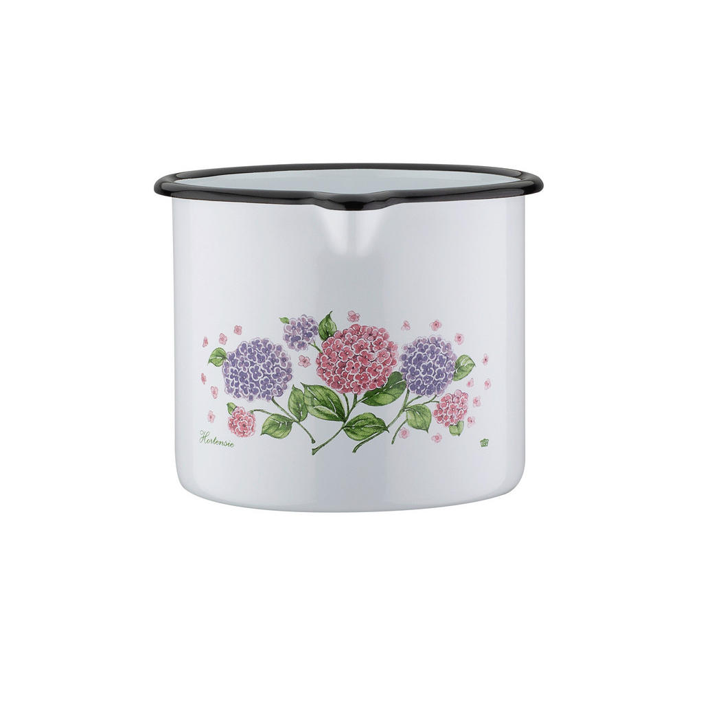 Thumbnail - GSW Kochtopfset Hortensie, Weiß, Metall, 4-teilig, 14 cm, 1 L, ISO 9001, kratzfest, hitzebeständige Griffe, hitzebeständ...