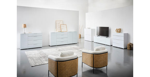 SIDEBOARD  in 135/101/40,5 cm  - Chromfarben/Weiß Hochglanz, Basics, Glas/Holzwerkstoff (135/101/40,5cm) - Voleo