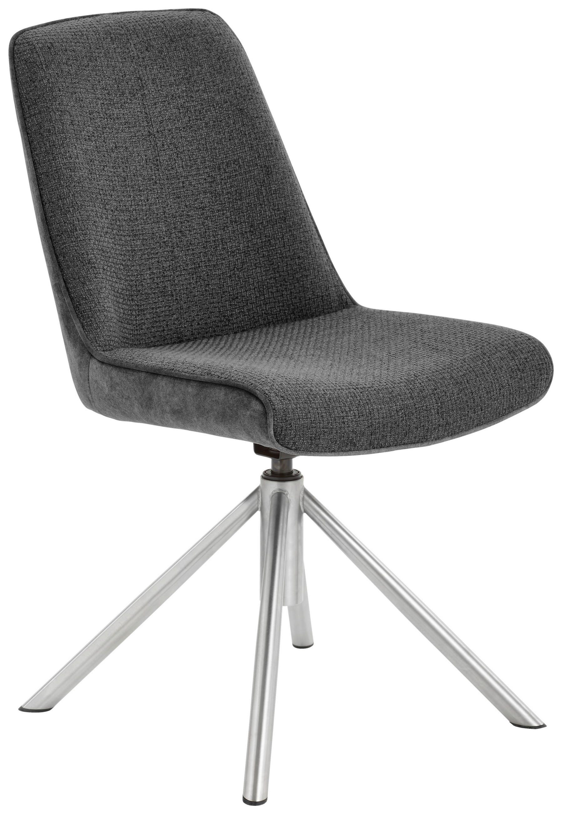 STUHL  in Edelstahl Flachgewebe Metall, Textil  - Edelstahlfarben/Anthrazit, Design, Textil/Metall (49/88/64cm) - Novel