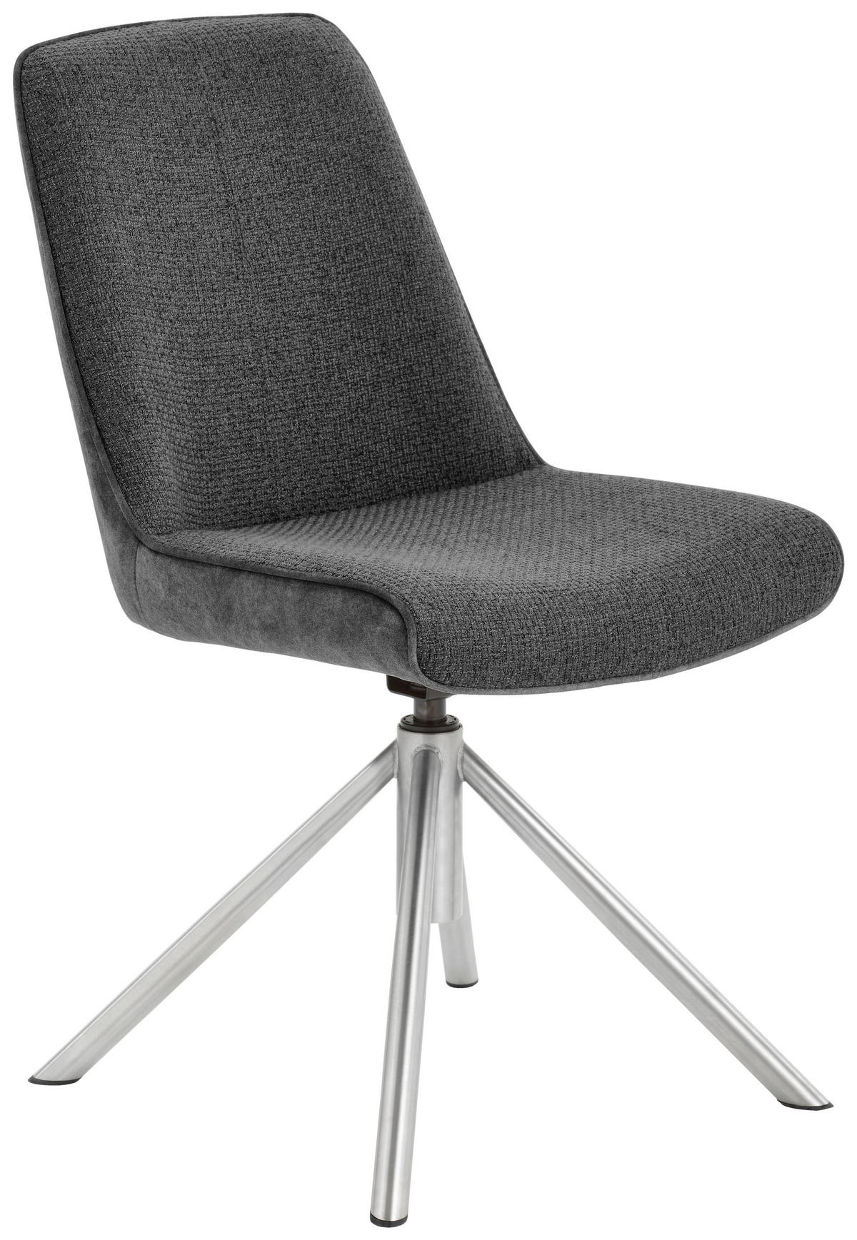 STUHL  in Edelstahl Flachgewebe Metall, Textil  - Edelstahlfarben/Anthrazit, Design, Textil/Metall (49/88/64cm) - Novel