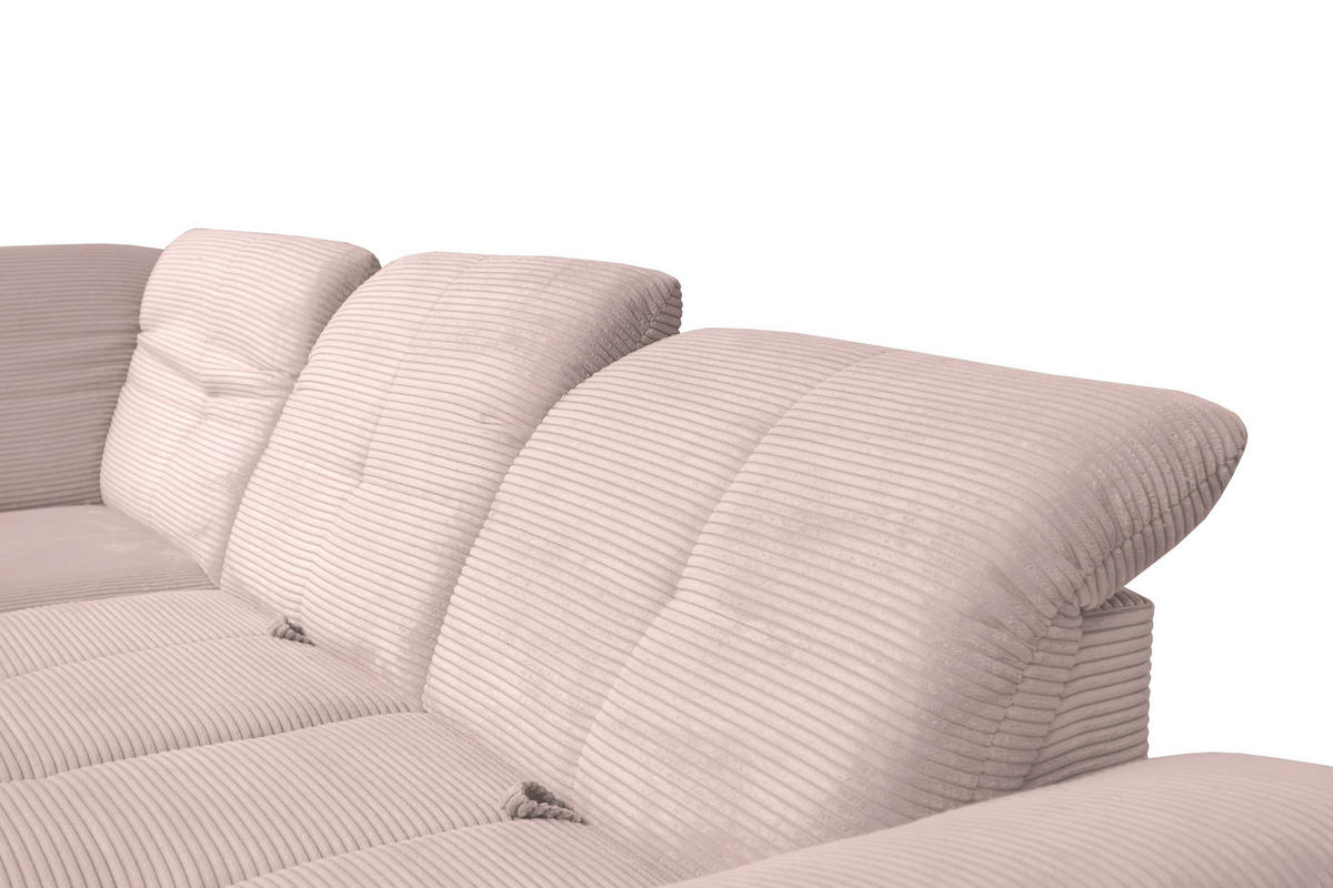 ECKSOFA in Cord Hellrosa  242/313 cm  - Hellrosa/Schwarz, Design, Textil/Metall (242/313cm) - Xora