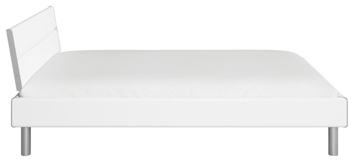 BETT 140/200 cm  in Weiss   - Weiss/Alufarben, Design, Holzwerkstoff/Metall (140/200cm) - Carryhome