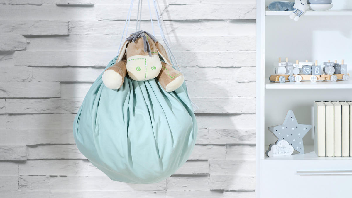 AUFBEWAHRUNGSTASCHE  - Grau/Grün, Basics, Textil (150cm) - My Baby Lou