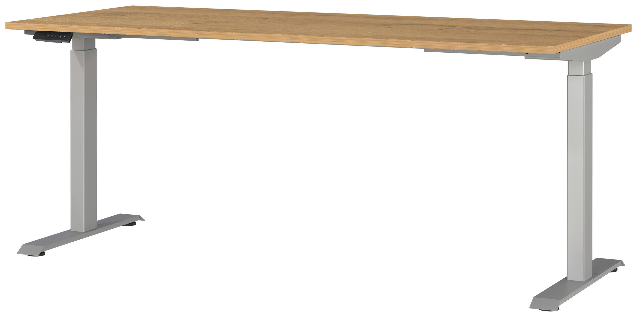 SCHREIBTISCH 180/80/72-118 cm  in Braun, Silberfarben, Eichefarben  - Eichefarben/Silberfarben, MODERN, Holzwerkstoff/Metall (180/80/72-118cm) - Novel